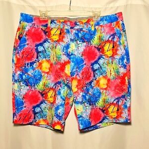 Hreski Mens "Explosion of Colors" Design Colorful Stretch Golf Shorts Size 40